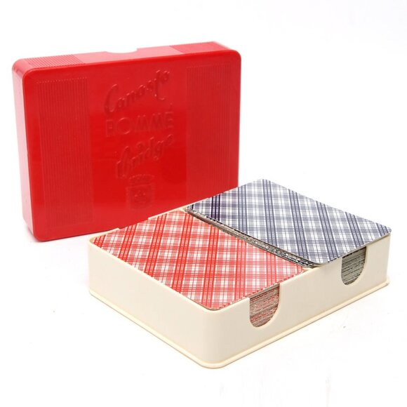 Vintage Schmid Rommé Bridge Canasta Cards 70s Germany 2 Card Decks Red Case - Picture 4 of 8